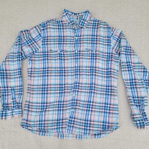 Express Shirt Mens Large Modern Fit Long Sleeve Button Up Cotton pink Blue Check